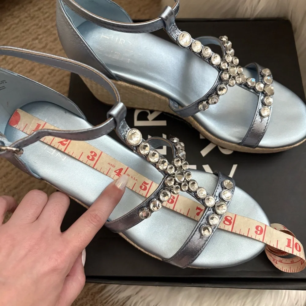 Naturalizer Serena Blue Metallic Strappy Wedge Sandal Y2k